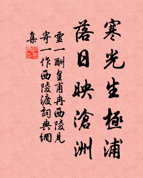 灵一寒光生极浦，落日映沧洲书法作品欣赏