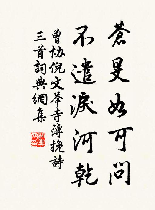 曾协苍旻如可问，不遣泪河乾书法作品欣赏