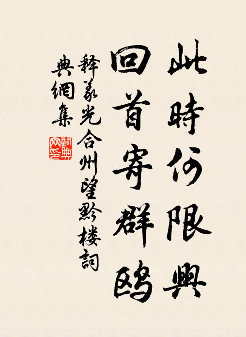 释义光此时何限兴，回首寄群鸥书法作品欣赏