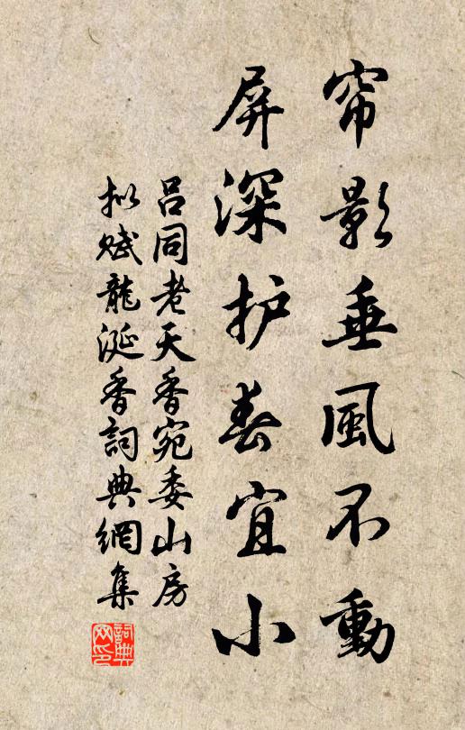 吕同老帘影垂风不动，屏深护春宜小书法作品欣赏