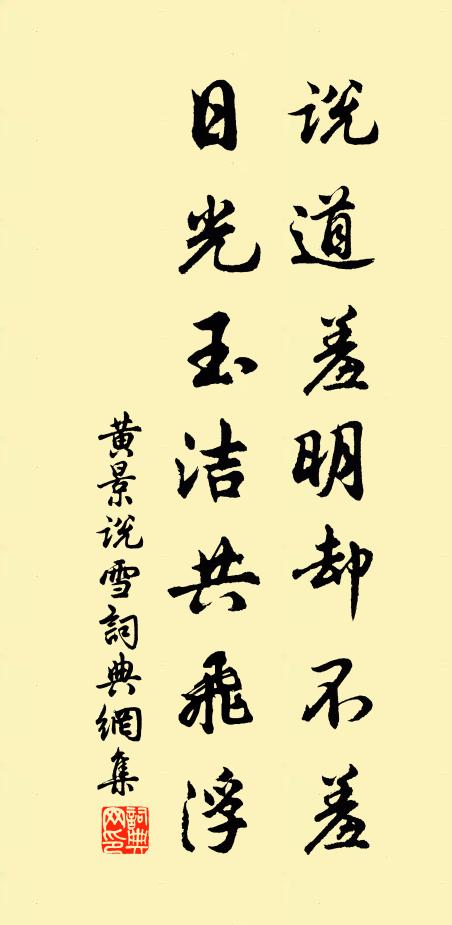黄景说说道羞明却不羞，日光玉洁共飞浮书法作品欣赏