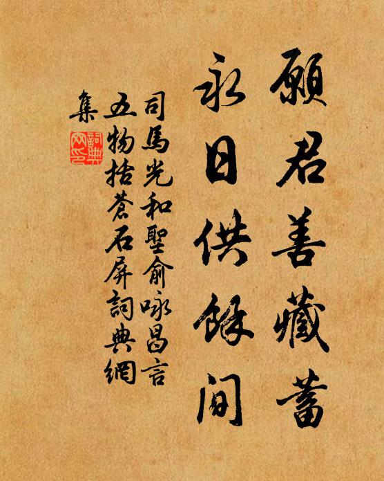 司马光愿君善藏蓄，永日供余间书法作品欣赏