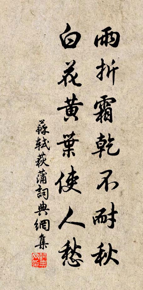 苏轼雨折霜乾不耐秋，白花黄叶使人愁书法作品欣赏