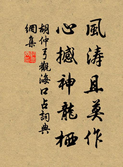 胡仲弓风涛且莫作，心撼神龙栖书法作品欣赏