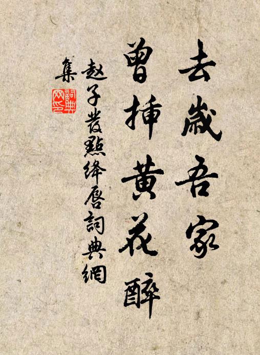 赵子发去岁吾家，曾插黄花醉书法作品欣赏