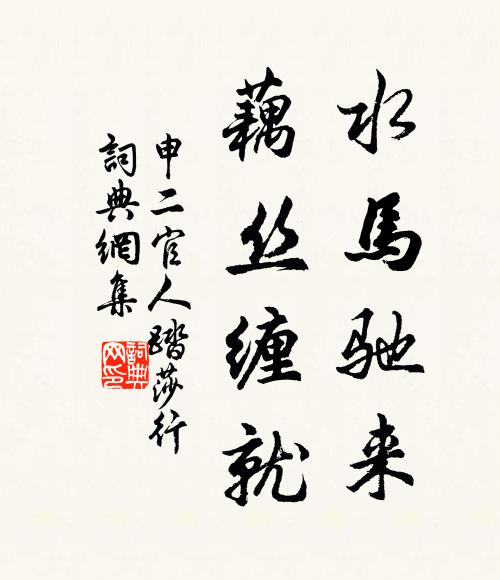 申二官人水马驰来，藕丝缠就书法作品欣赏