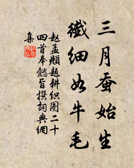 赵孟頫三月蚕始生，纤细如牛毛书法作品欣赏