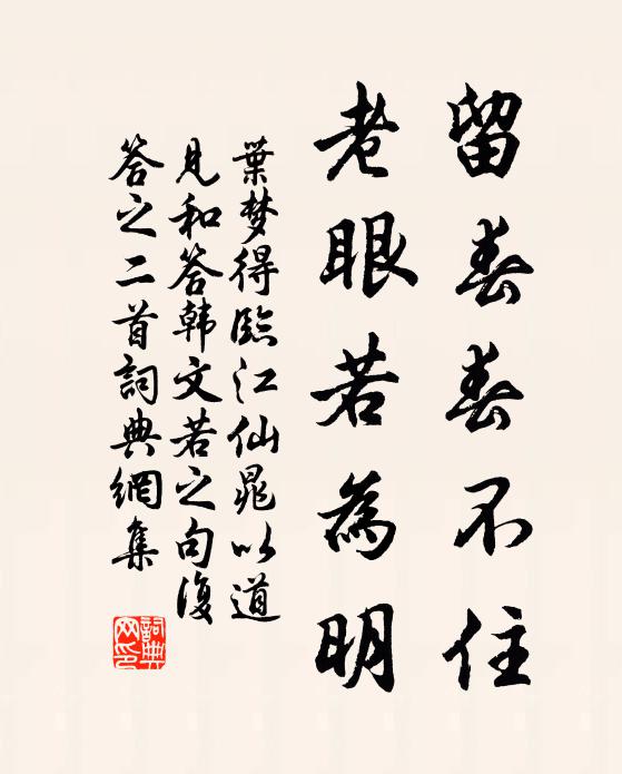 叶梦得留春春不住，老眼若为明书法作品欣赏