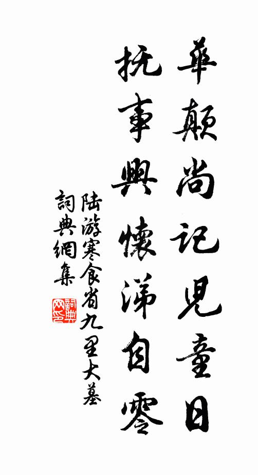陆游华颠尚记儿童日，抚事兴怀涕自零书法作品欣赏