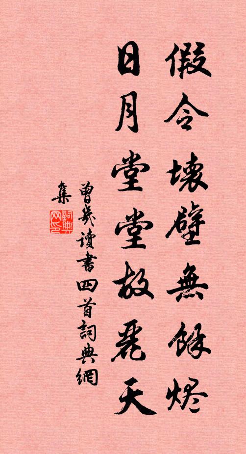 曾几假令坏壁无馀烬，日月堂堂故丽天书法作品欣赏