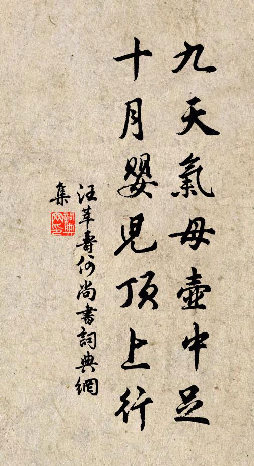 汪莘九天气母壶中足，十月婴儿顶上行书法作品欣赏