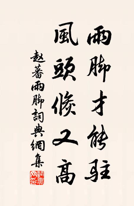 赵蕃雨脚才能驻，风头倏又高书法作品欣赏