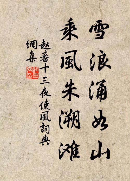 赵蕃雪浪涌如山，乘风朱溯滩书法作品欣赏