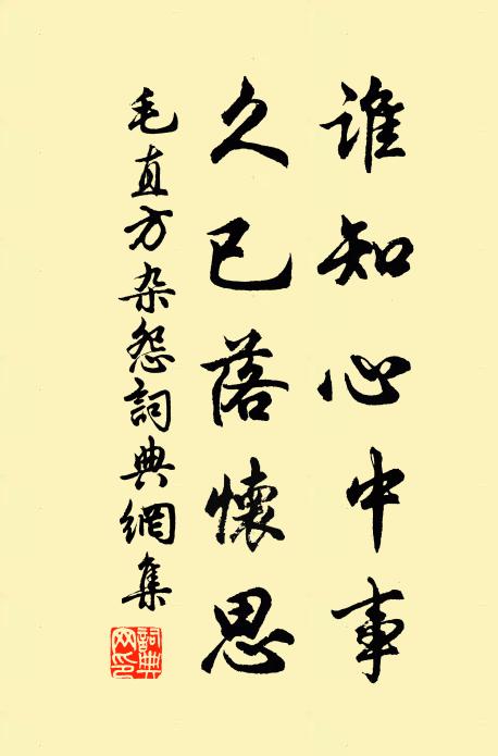 毛直方谁知心中事，久已落怀思书法作品欣赏