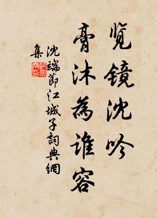 沈端节览镜沈吟，膏沐为谁容书法作品欣赏