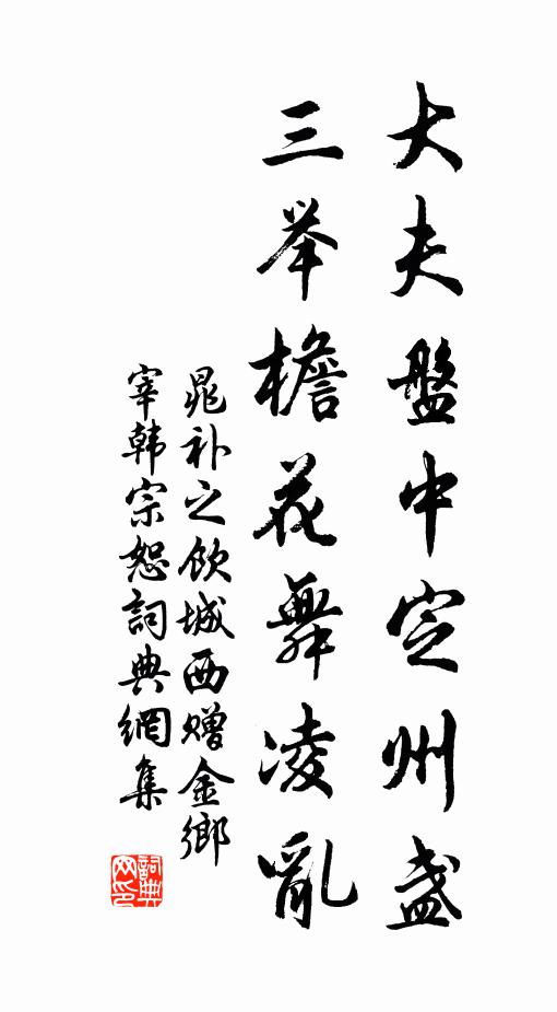 晁补之大夫盘中定州盏，三举檐花舞凌乱书法作品欣赏