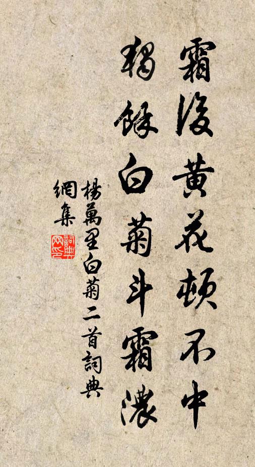 杨万里霜后黄花顿不中，独余白菊斗霜浓书法作品欣赏
