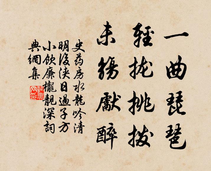 史药房一曲琵琶，轻拢挑拨，未觞先醉书法作品欣赏