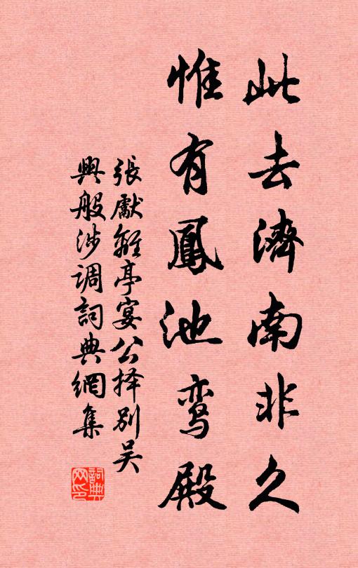 张先此去济南非久，惟有凤池鸾殿书法作品欣赏