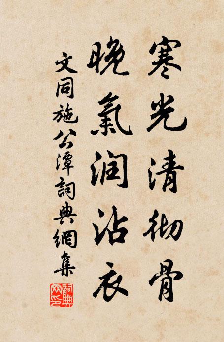 文同寒光清彻骨，晚气润沾衣书法作品欣赏