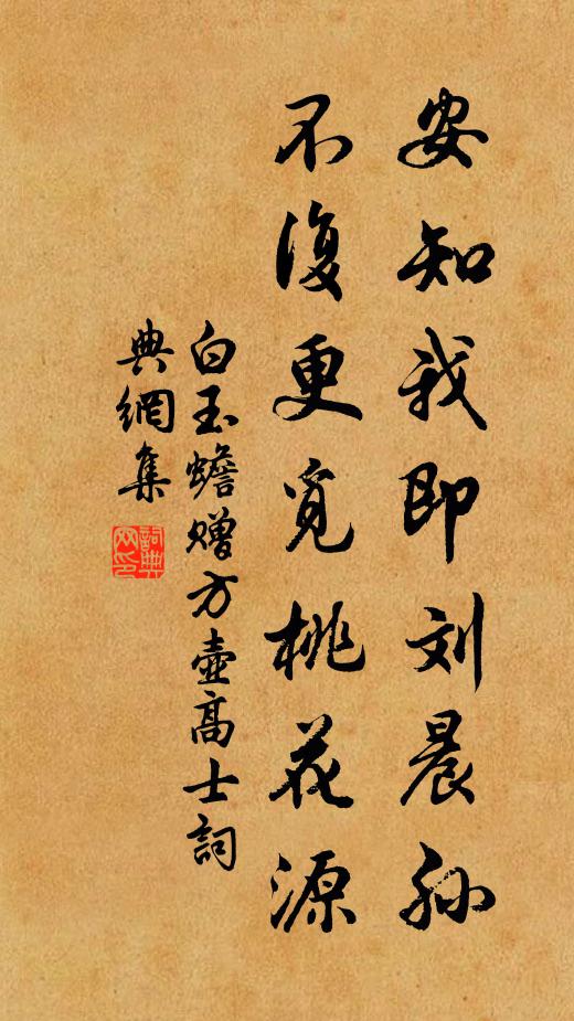 白玉蟾安知我即刘晨孙，不复更觅桃花源书法作品欣赏