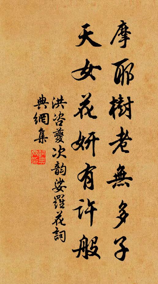 洪咨夔摩耶树老无多子，天女花妍有许般书法作品欣赏