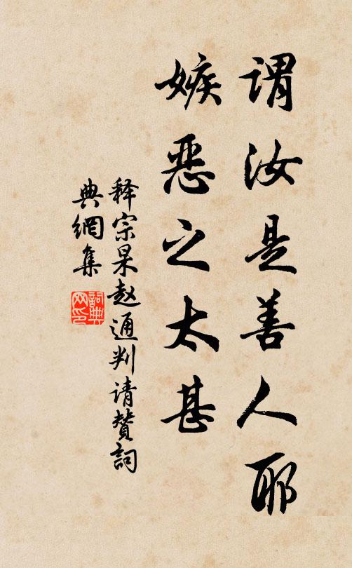 释宗杲谓汝是善人耶，嫉恶之太甚书法作品欣赏