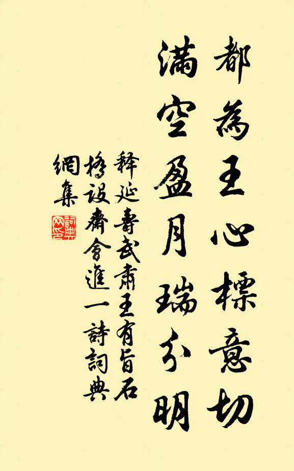 释延寿都为王心标意切，满空盈月瑞分明书法作品欣赏