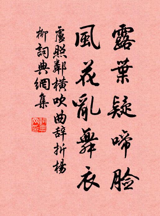 卢照邻露叶疑啼脸，风花乱舞衣书法作品欣赏