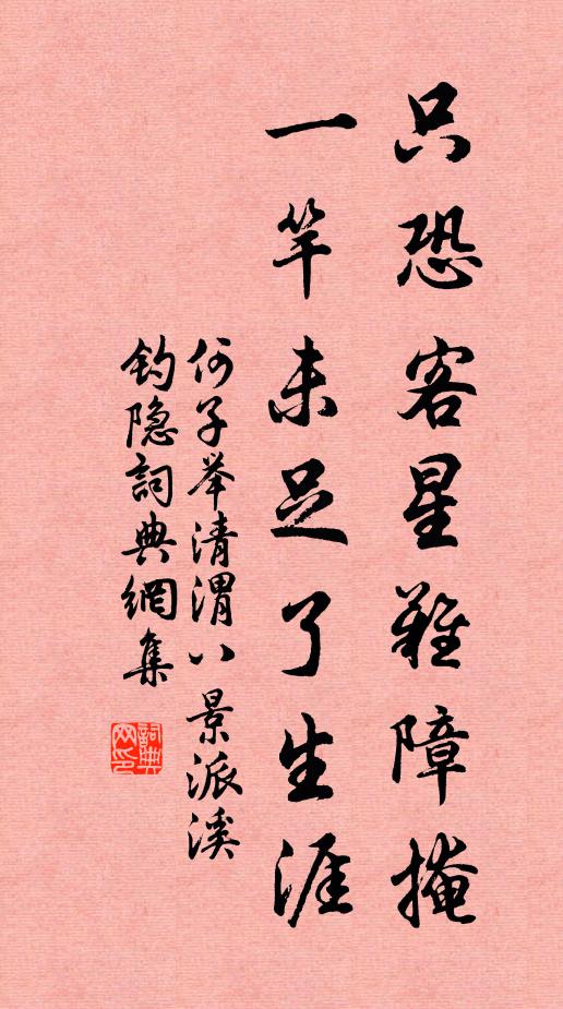 何子举只恐客星难障掩，一竿未足了生涯书法作品欣赏