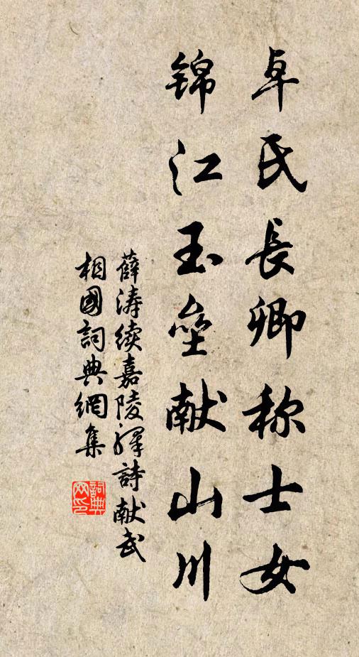 薛涛卓氏长卿称士女，锦江玉垒献山川书法作品欣赏