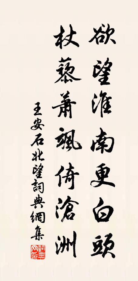王安石欲望淮南更白头，杖藜萧飒倚沧洲书法作品欣赏