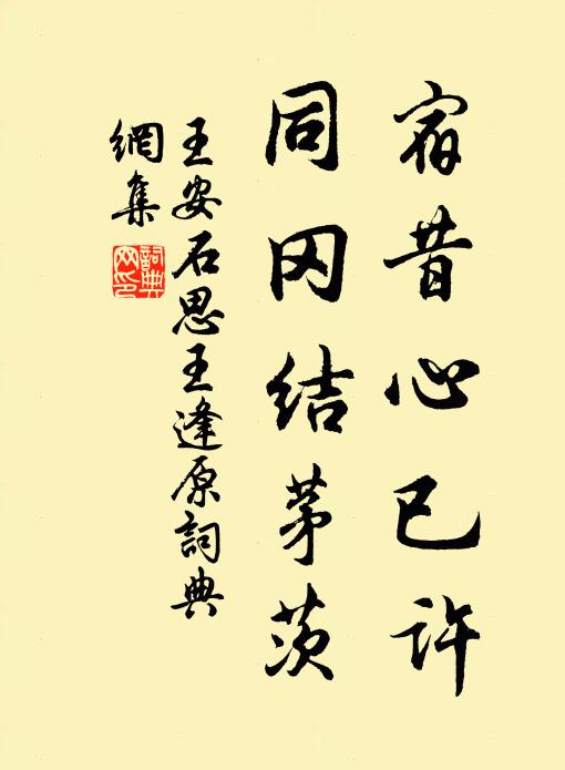 王安石宿昔心已许，同冈结茅茨书法作品欣赏