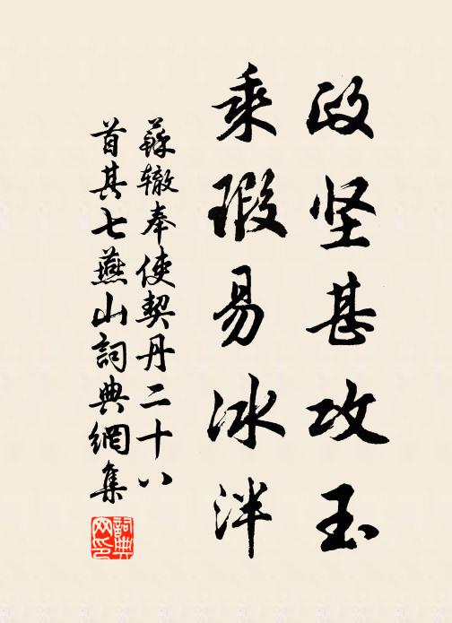 苏辙政坚甚攻玉，乘瑕易冰泮书法作品欣赏