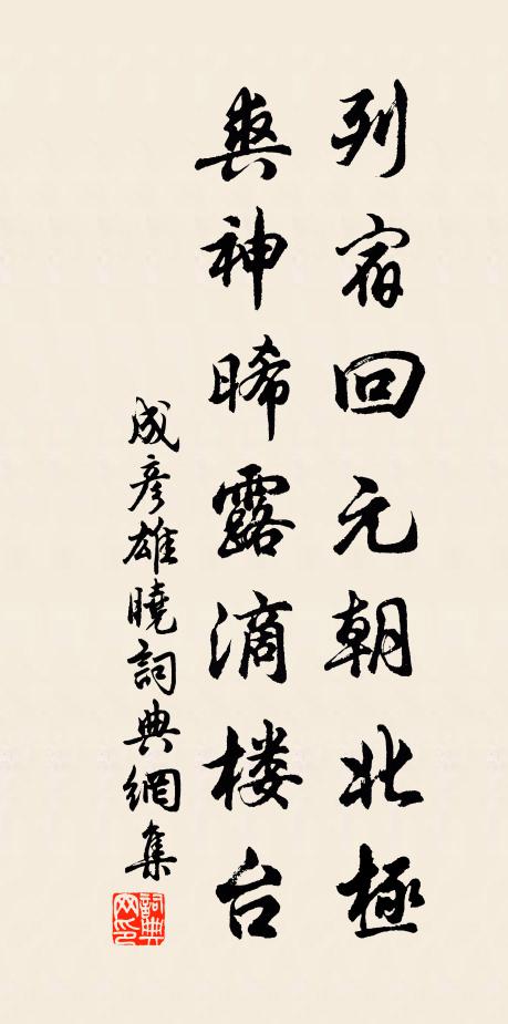 成彦雄列宿回元朝北极，爽神晞露滴楼台书法作品欣赏