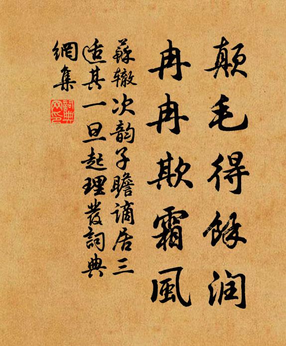 苏辙颠毛得余润，冉冉欺霜风书法作品欣赏