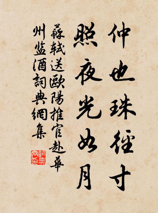 苏轼仲也珠径寸，照夜光如月书法作品欣赏