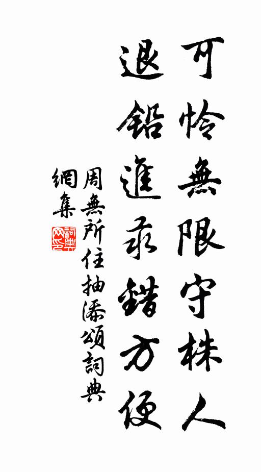 周无所住可怜无限守株人，退铅进汞错方便书法作品欣赏