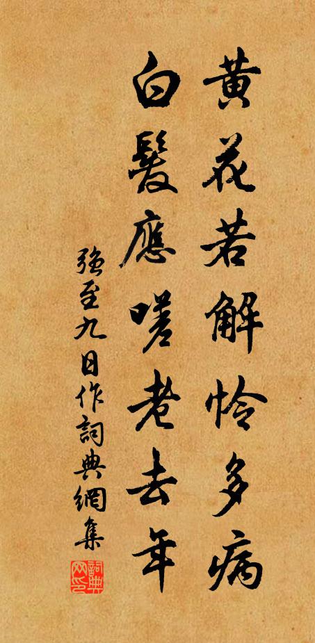 强至黄花若解怜多病，白发应嗟老去年书法作品欣赏