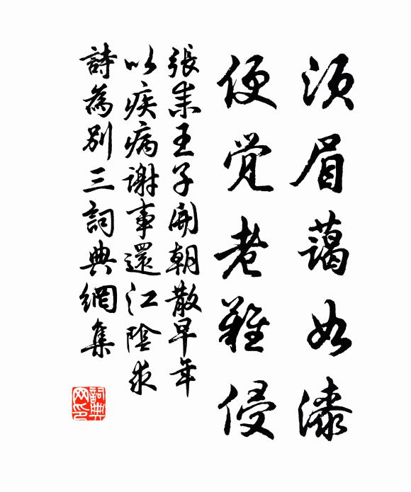 张耒须眉蔼如漆，便觉老难侵书法作品欣赏