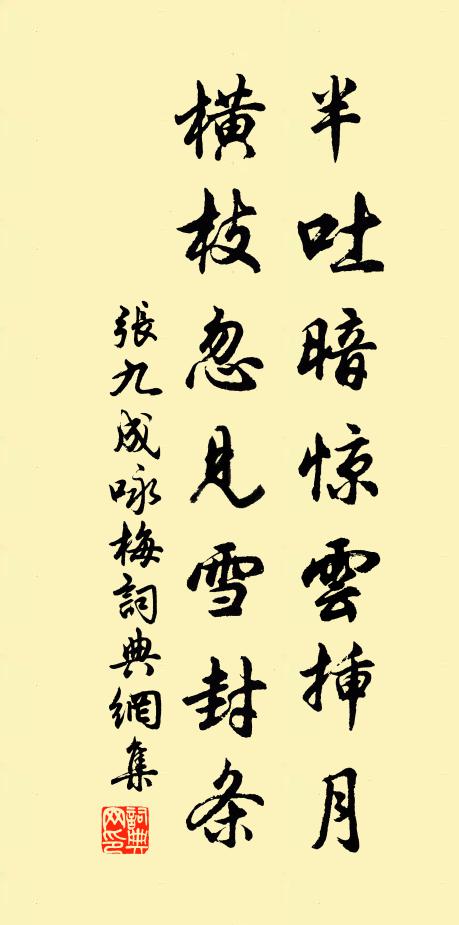 张九成半吐暗惊云插月，横枝忽见雪封条书法作品欣赏