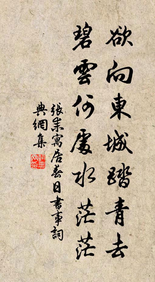 张耒欲向东城踏青去，碧云何处水茫茫书法作品欣赏