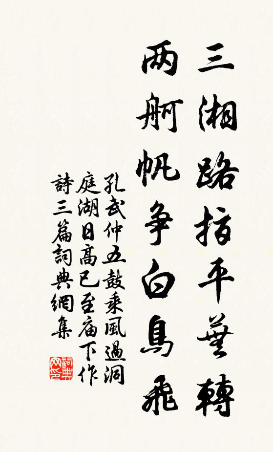 孔武仲三湘路指平芜转，两舸帆争白鸟飞书法作品欣赏