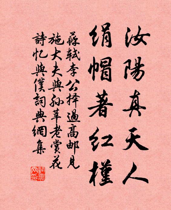 苏轼汝阳真天人，绢帽著红槿书法作品欣赏