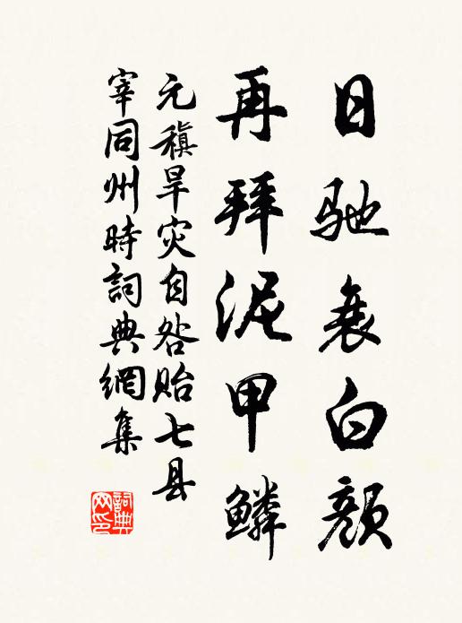 元稹日驰衰白颜，再拜泥甲鳞书法作品欣赏