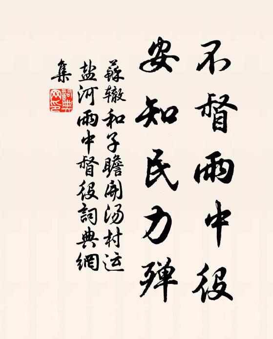 苏辙不督雨中役，安知民力殚书法作品欣赏