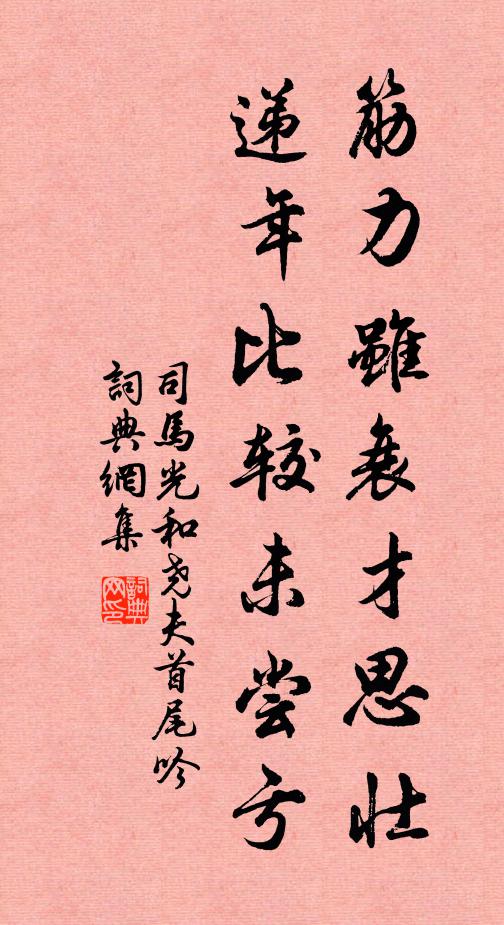 司马光筋力虽衰才思壮，递年比较未尝亏书法作品欣赏