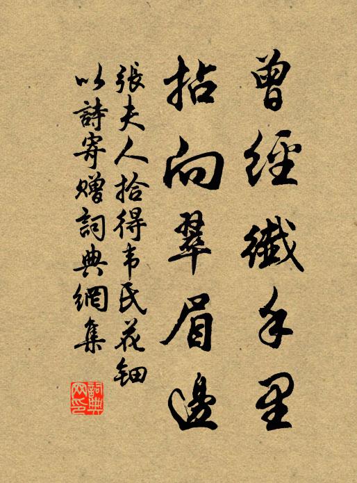 张夫人曾经纤手里,拈向翠眉边书法作品欣赏