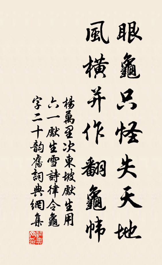 杨万里眼龟只怪失天地，风横并作翻龟帏书法作品欣赏