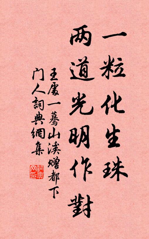 王处一一粒化生珠，两道光明作对书法作品欣赏